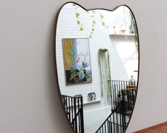 Vintage Italian Wall Mirror with Brass Frame (circa 1950s)