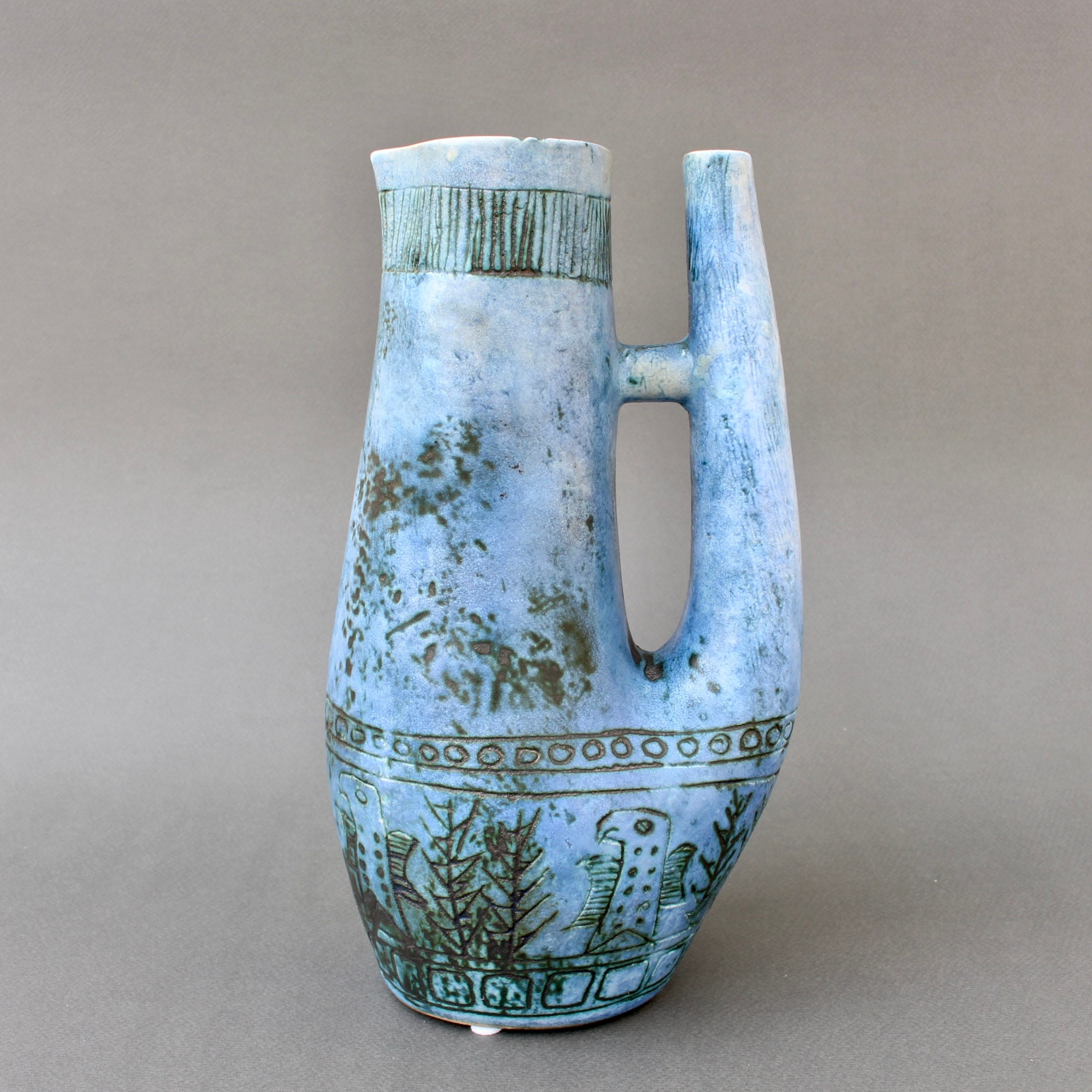 Blue Zoomorphic Ceramic Mid-century French Vase by Jacques Blin