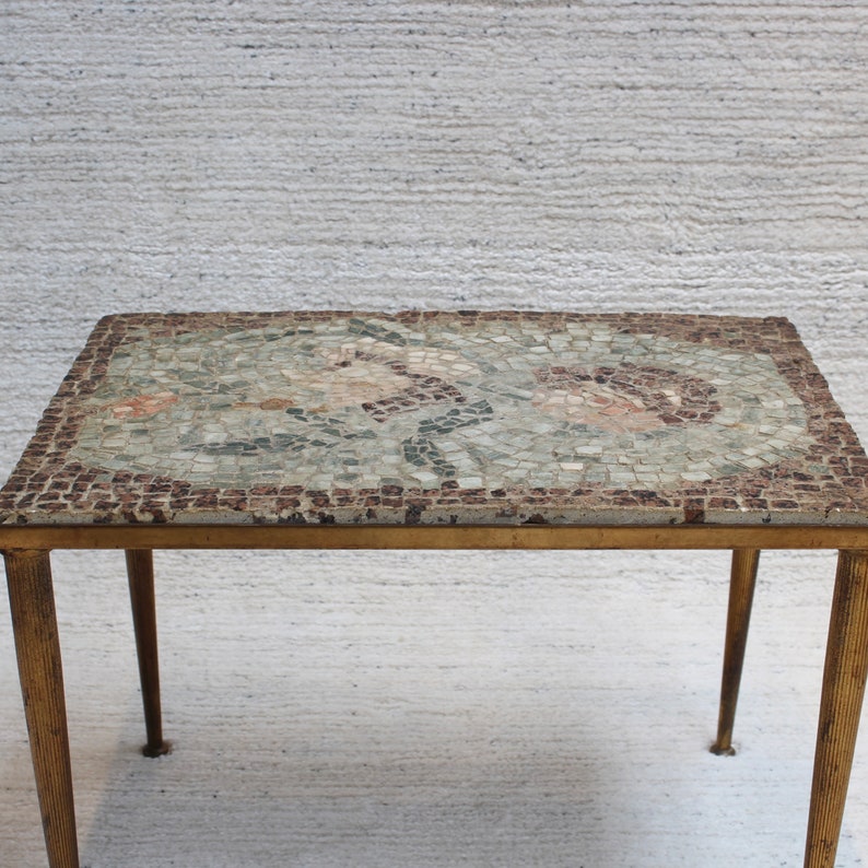 Vintage Low Table with Italian Style Mosaic Top circa 1950s image 2