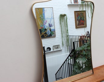 Mid-Century Italian Wall Mirror with Brass Frame (circa 1950s)