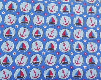 Jersey "Shirt Seaside Fun" blau-rot Anker Segelboot Stern maritim von Hilco