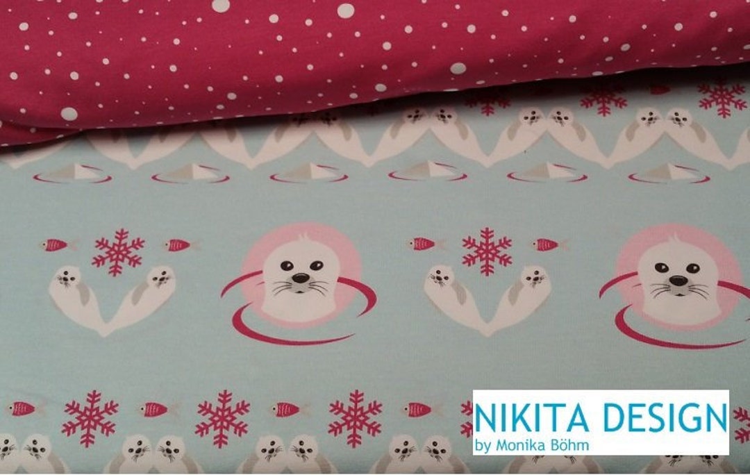 Hilco Jersey Chevron Seal Robbe Seehund Polar Arktis hellblau rosa pink ÖKOTEX Etsy.de