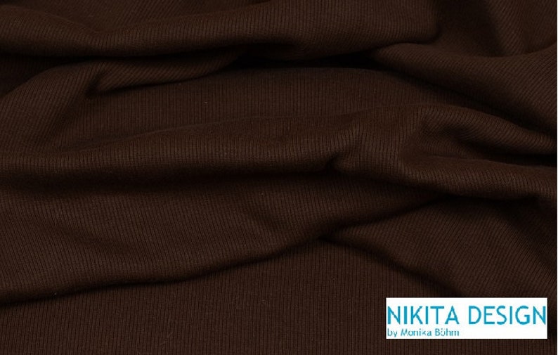 1 m wide Hilco ribbed cuffs, brown / chocolate, ÖKOTEX image 1