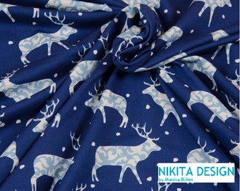 Hilco Sweat French Terry Winterdeer Blue Deer Deer Deer