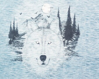 Hilco Sweat Panel  -Wild Wolf-  Camouflage, Tarnflecken, passend zu Wild Family+Camu+Bear - Innenseite weich angeraut - hellblau, grau, Berg