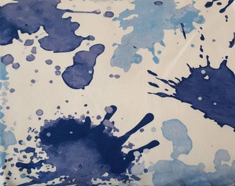French Terry, Sweat, blobs by Hilco Petra Laitner, spots blob splash, white blue, inside soft