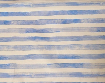 Jersey "Resque Stripe" blau weiß, Streifen in Watercolor, mit Applis am Rand, Hilco Ökotex DIN EN 71-3