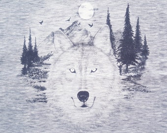 Hilco Sweat Panel -Wild Wolf- Camouflage, camouflage spots, matching Wild Family+Camu+Bear - inside soft roughened - grey, Wolf Berg Moon