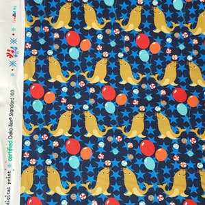 Hilco Jersey Seehund, Robbe Luftballons Bälle Zirkus blau bunt Circus Seal ideal für Baby und Kinderkleidung, ÖKOTEX Bild 2
