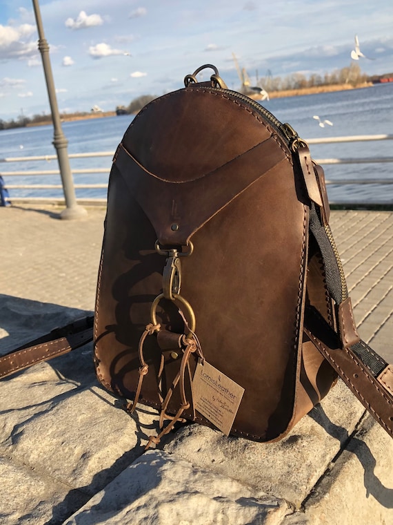 city beach leather backpacks Backpack | Padded Shoulder Straps - Crazy Horse Women stylish Hand-stitched Leather Backpack, S Size/