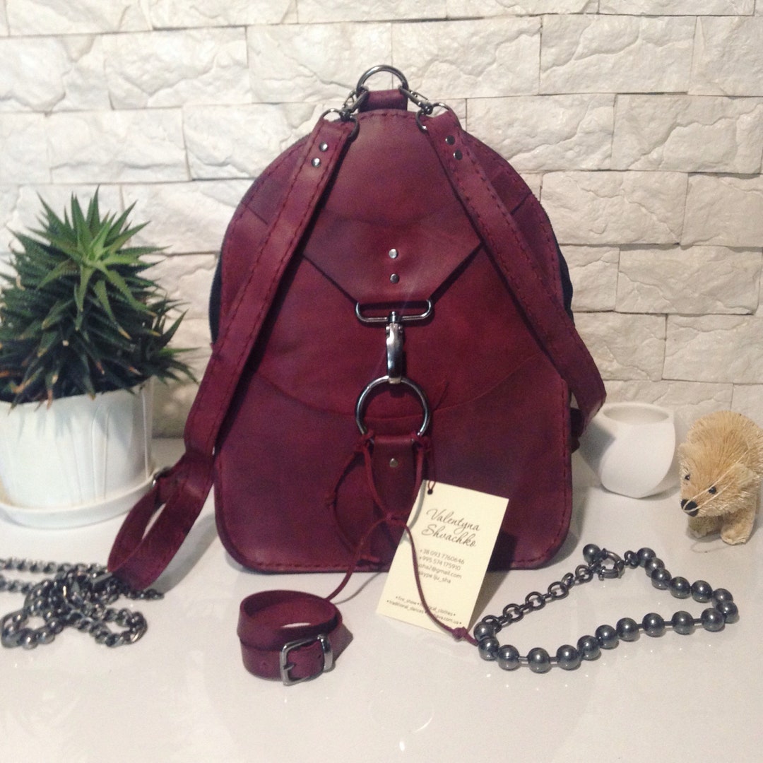 Handstitched Leather Backpack Purse S Size/ Small City Etsy