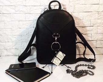 Mochila de cuero, talla L grande, cosida a mano/mochila urbana bohemia vintage para mujer