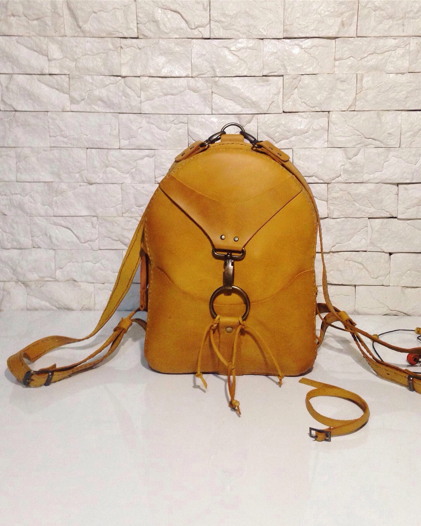 【SATIIIZ】Flan Fringe Vintage Backpack Vintage Leather Fringe Backpack - Etsy