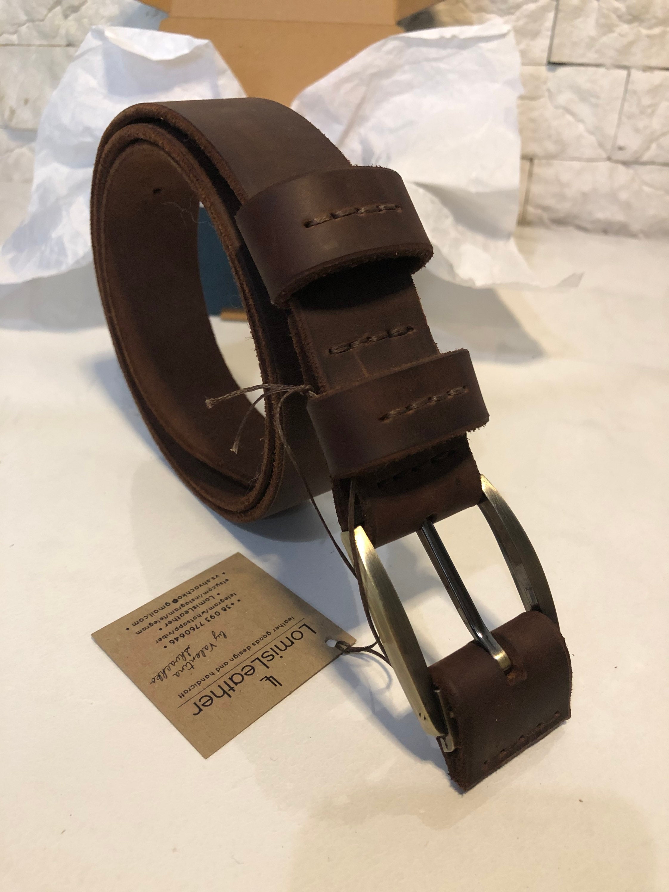 Handstitched Leather belt 4mm thickness. Etsy