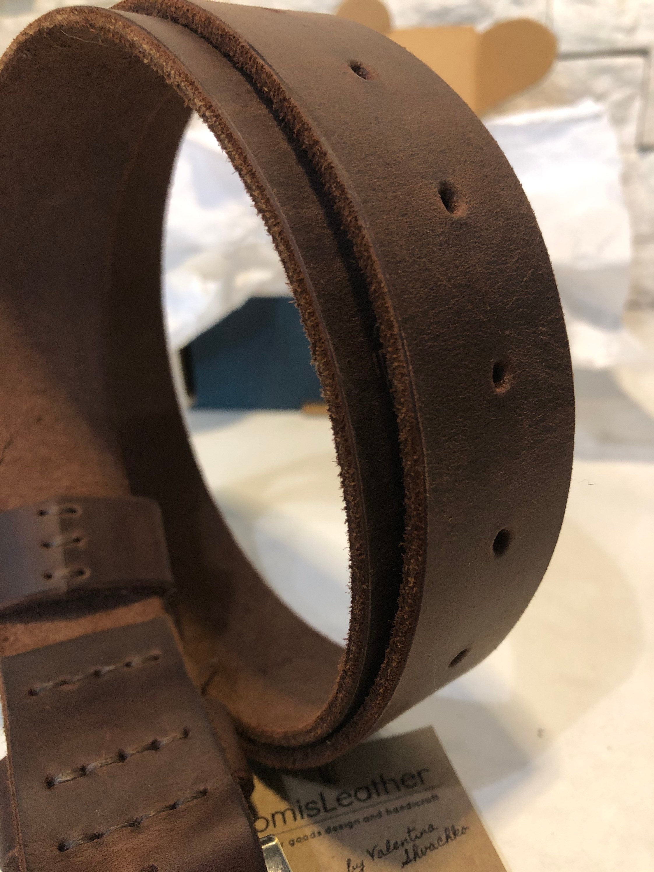 Handstitched Leather belt 4mm thickness. Etsy