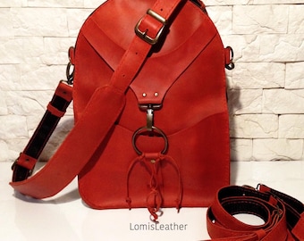 Mochila convertible de cuero, bolso de mano cosido a mano/mochila urbana, bolso de hombro para mujer