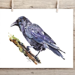 ORIGINAL Crow Watercolor Painting, Raven Bird Wall Art, Corvid Unique Gift, Original Watercolour Artwork Unframed