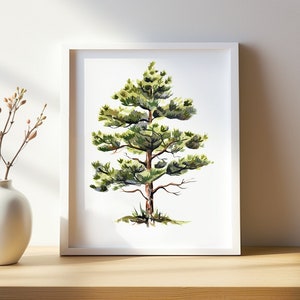 Pine Tree Art PRINT, Watercolour Green Tree Wall Art, Pine Tree Print from Original Painting