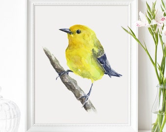 Warbler Art PRINT, Bird Watercolour Painting Wall Art, Garden Bird Decor, Print from Original Watercolour Painting Unframed