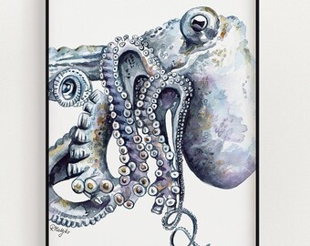 Octopus Watercolor | Etsy