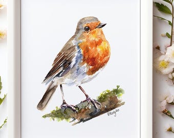 Robin Wall Art PRINT, Garden Bird, Robin Redbreast, Wildlife Art