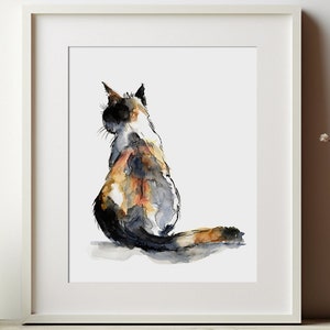 Calico Cat Art PRINT, Watercolour Cat Print from Original Painting Unframed