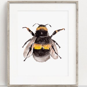 Bumblebee Art PRINT, Bumble Bee Watercolor Painting Wall Art, Humble Bee Decor Unique Gift Print from Original Watercolour Painting Unframed