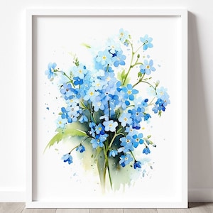 Forget Me Not Flowers, Wall Art Print, Forget Me Not Watercolor Flowers,  Garden Art Prints, Alaska State Flower, Mothers Day Gift 8x10 -  Denmark