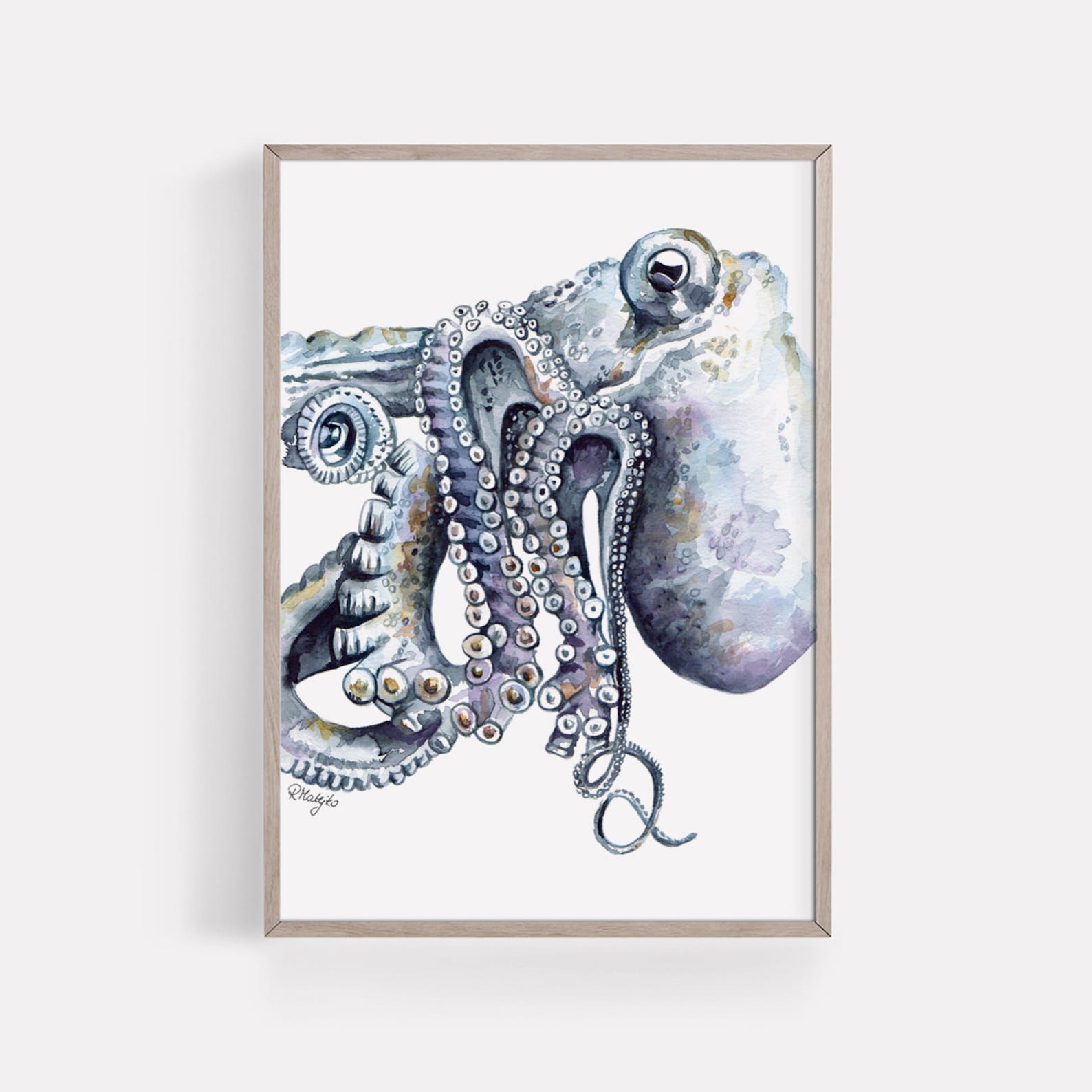 PRINTABLE Octopus Art Watercolor Octopus Art Print Beach - Etsy