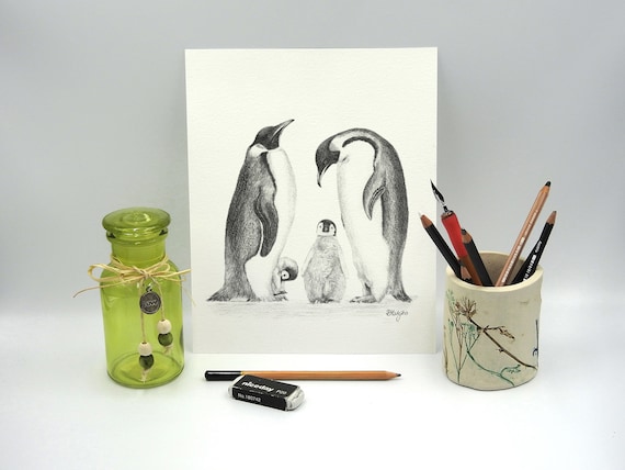 penguin pencil sketch