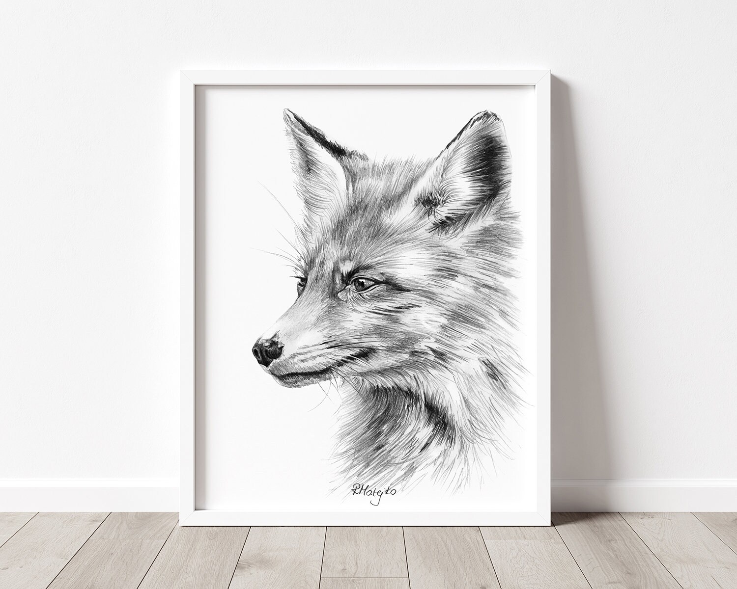 PRINTABLE Fox Art Print Red Fox Pencil Drawing Wall Art - Etsy UK