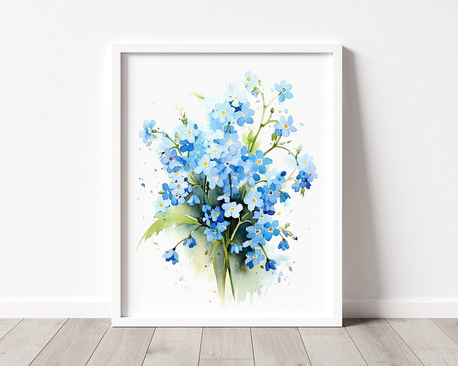 Forget-me-not Art PRINT, Flower Watercolor Painting Wall Art, Blue