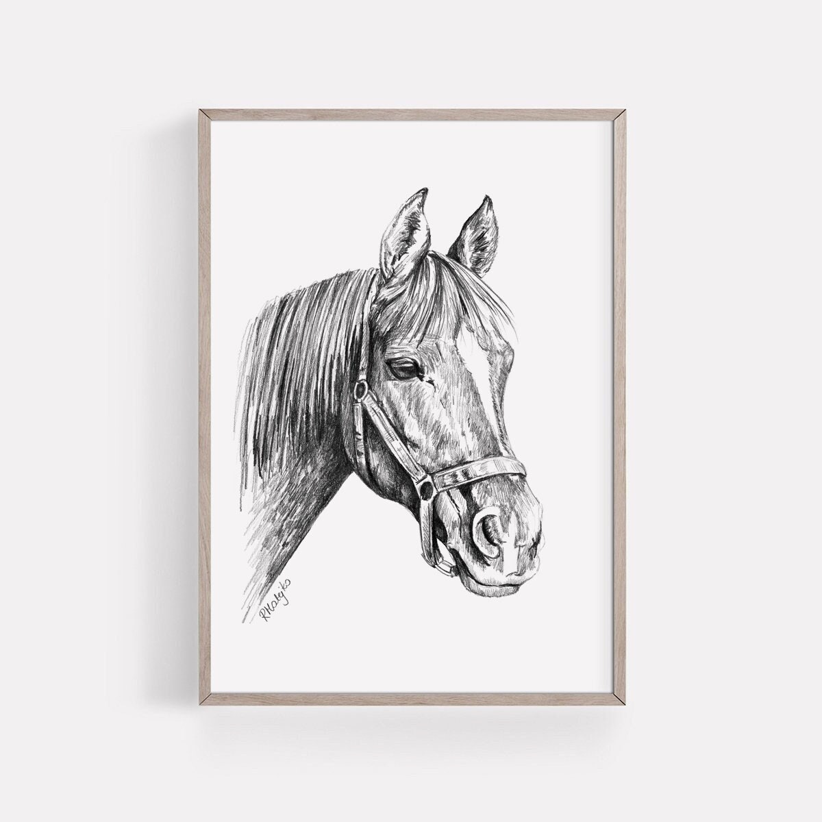 PRINTABLE Horse Print Pencil Drawing Horse Wall Art White Etsy Hong Kong