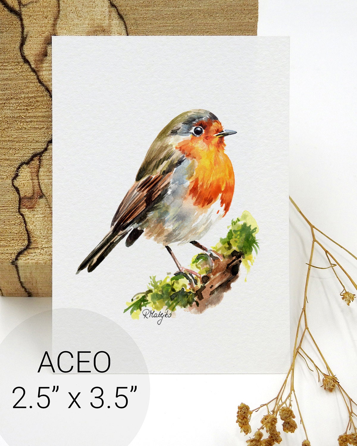 SIGNED ACEO Collection of 9 Mini Bird Prints, Watercolour Painting ...