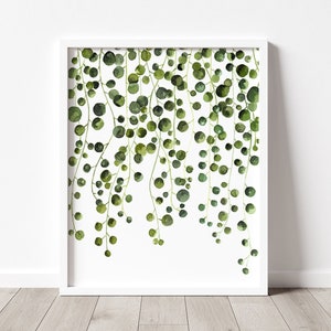 PRINTABLE Hanging Plant Art Print - Watercolor Painting, Houseplant Green Decor, Garden Room Art ...