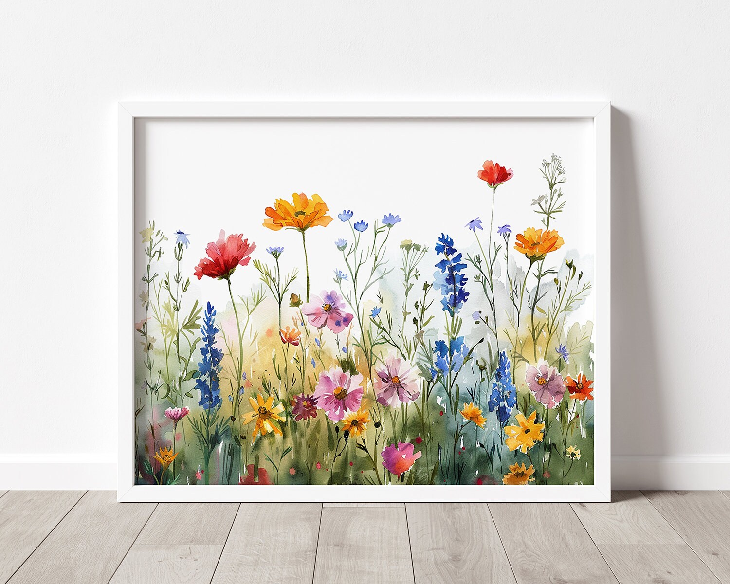 海外購入 洋書 Wildflowers in Watercolour＊インテリア Wildflowers Art PRINT, Flower Meadow Watercolor Painting Wall Art