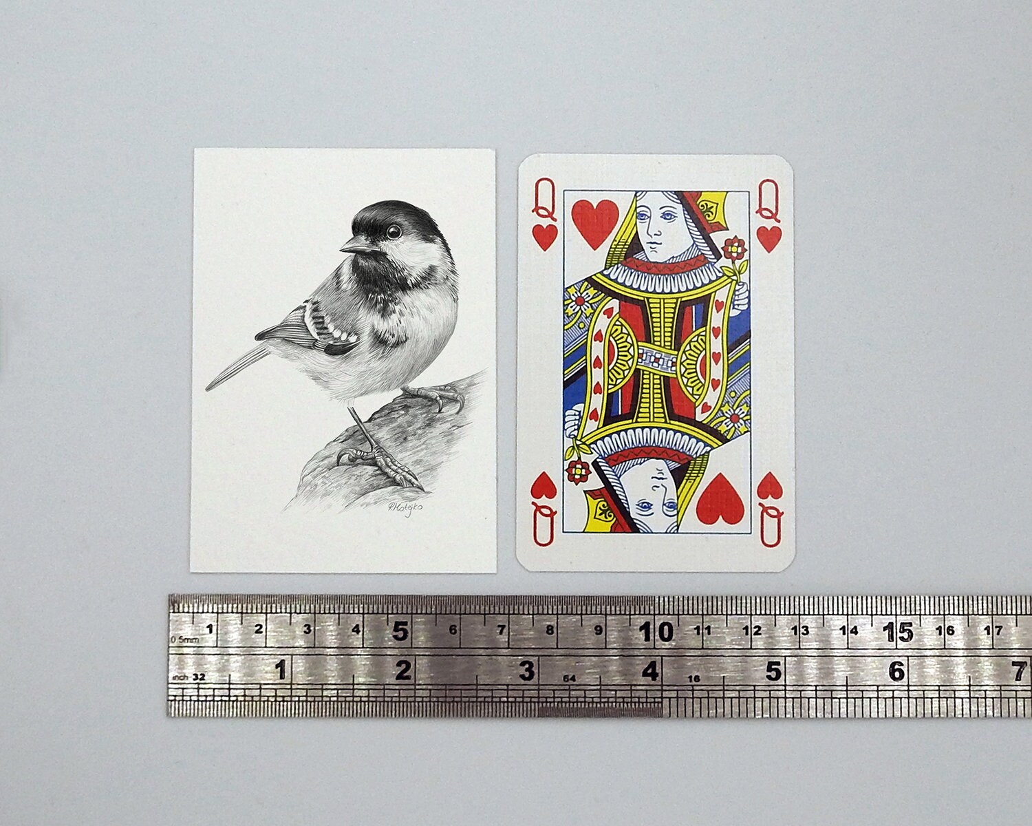 SIGNED ACEO Collection of 9 Mini Bird Prints, Pencil Drawing Trading ...