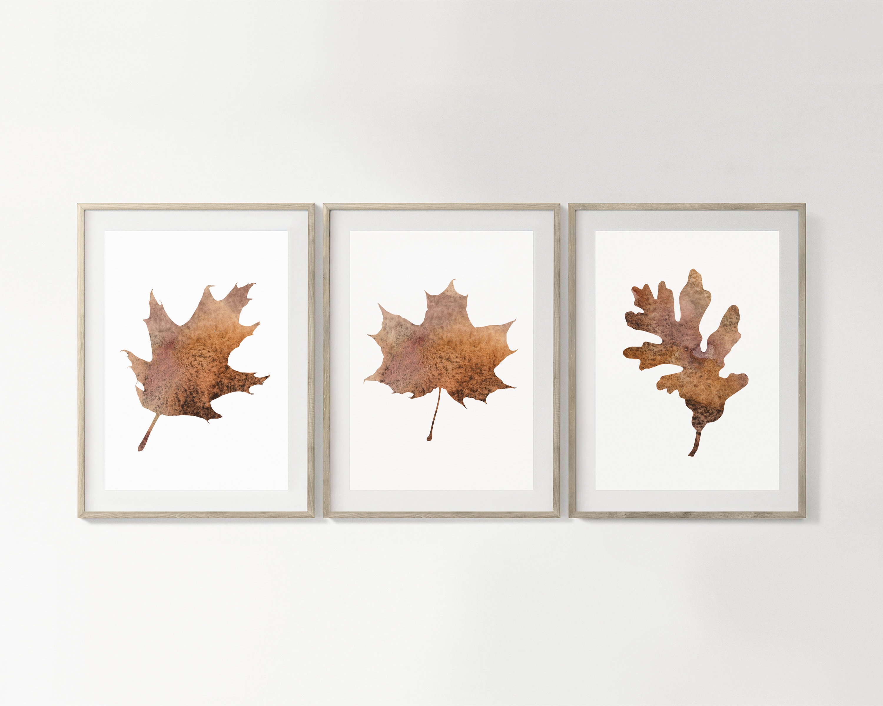 PRINTABLE Leaf Art Set of 3 - Watercolor Leaf Painting, Fall Leaves ...