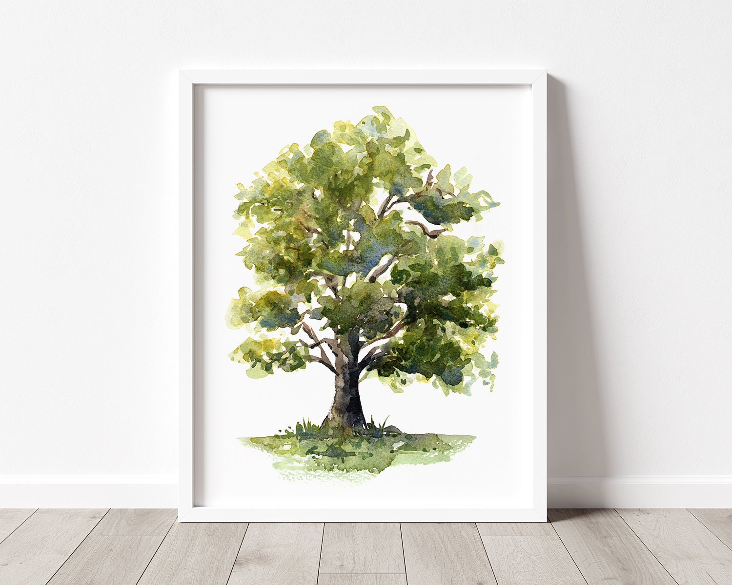 Oak Tree Art PRINT Watercolour Green Tree Wall Art Oak Tree Etsy