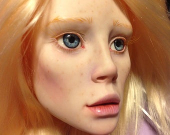 1/3 bjd Girl Doll vinilo partes del cuerpo con reemplazo 3d ojos amarillo rizado pelo 