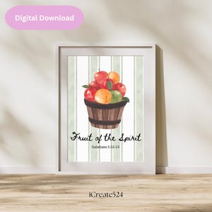 Fruit of the Spirit Wall Art, Christian Wall Art for Kitchen, Bible Verse Art, Sage Green Wall Art, Scripture Wall Art, Christian Home Decor