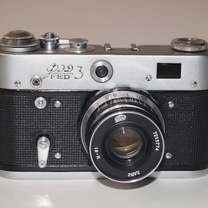 FED-3 Vintage 35mm Soviet Rangefinder Film Camera Working Retro Collectible Mechanical Photo Gear Industar 61 Lens Unique Photographer Gift