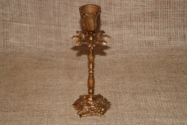 Bronze candlesticks Christmas candles Candle holder Romantic dinner Vintage lighting Made in USSR Old object Cottage chic Object vintage image 1