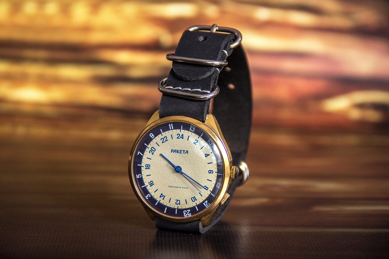 Raketa watch 24 hour watch Mechanical watch Vintage watch Made in ussr Original watch Soviet watch Vintage wristwatch Raketa 24 image 7