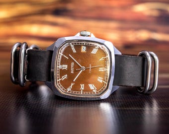 East watch Vintage mechanical Rare 70s retro mens watch Collectible original working watch hand wind 17J cal 2214 luxury dress Gift for him