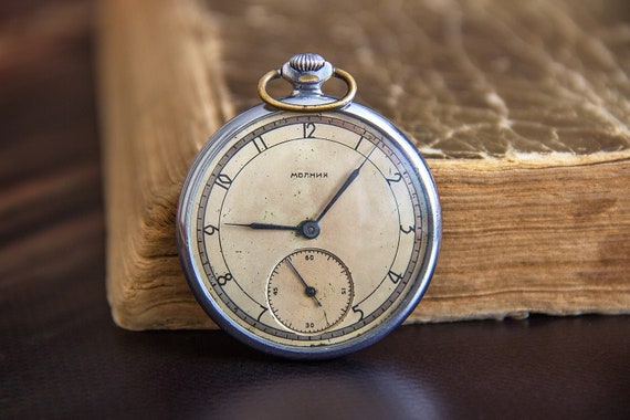 Molnija watch Pocket watch Mechanical watch Soviet pocket watch USSR watch Soviet watch Molnija pocket watch Rare pocket watch Gift for him