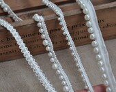 Ivory White PEARLS lace edge trim,exquisite Pearls lace trim for doll dress,bridal veil decor,bridal lace trim,flower girl dress edge lace