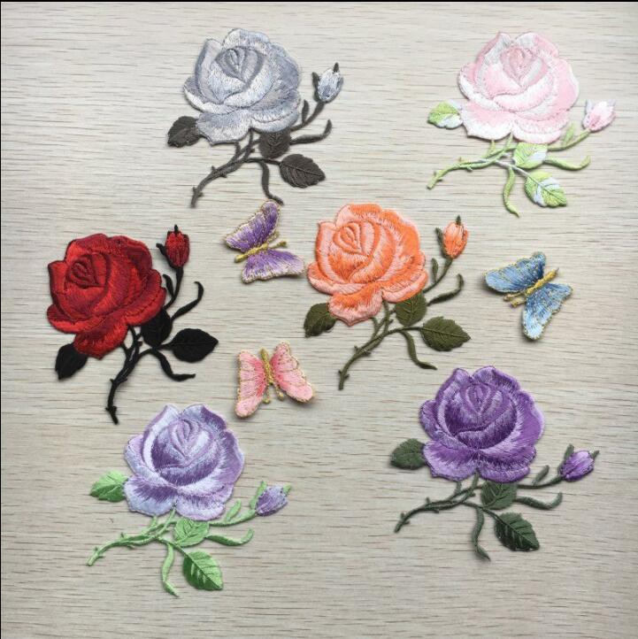 3pcs floral adhesive red rose flower applique embroider Etsy