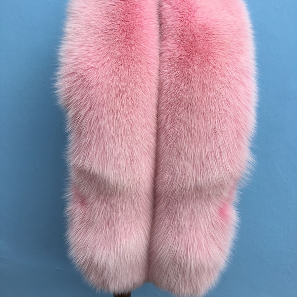 Arctic Fox Fur Stole 75' (190cm) Saga Furs Royal Boa Pink Fur Collar