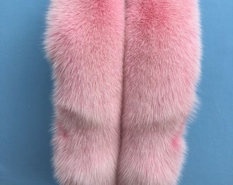 Arctic Fox Fur Stole 75' (190cm) Saga Furs Royal Boa Pink Fur Collar